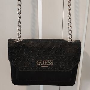 GUESS Black Crossbody Bag with Silver Chain